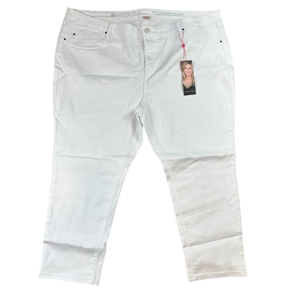 Laurie Felt Silky Ankle Skinny Jeans White Size 3XP NWT
